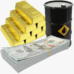 Gold and Money and Oil Barrel Collection V3 3D model